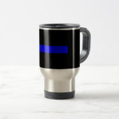 薄いブルーライン旅行コーヒー・マグ トラベルマグ (正面右)