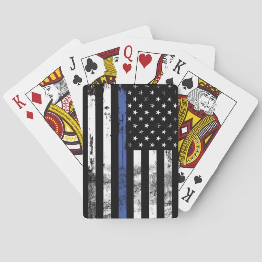 薄いブルーライン旗の法の執行のトランプ トランプ (裏面)