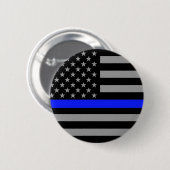 薄いブルーライン旗ボタン 缶バッジ (正面&裏面)