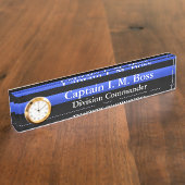 薄いブルーライン机用ネームプレート デスクネームプレート (側面)