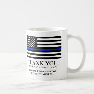 薄いブルーライン米国旗のカスタムな文字は感謝していしています コーヒーマグカップ