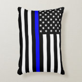 薄いブルーライン米国旗のグラフィックの装飾 アクセントクッション (正面(垂直))