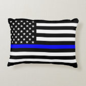 薄いブルーライン米国旗のグラフィックの装飾 アクセントクッション (裏面)