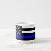 薄いブルーライン米国旗のグラフィックの装飾 エスプレッソカップ (正面)
