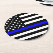 薄いブルーライン米国旗のグラフィックの装飾 ラウンドペーパーコースター (アングル)
