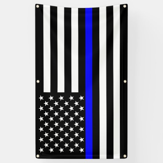 薄いブルーライン米国旗の装飾の表示 横断幕 (縦)