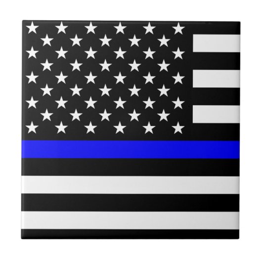 薄いブルーライン米国旗 タイル (正面)