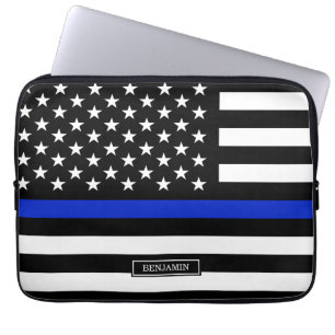 薄いブルーライン米国旗 ラップトップスリーブ