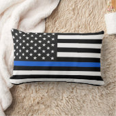 薄いブルーライン米国旗 ランバークッション (ブランケット)