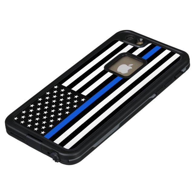 薄いブルーライン米国旗 LifeProof iPhoneケース (トップ)