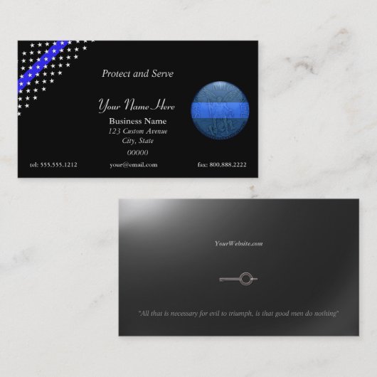 薄いブルーライン美しい聖マイケル警察 名刺 (正面/裏面)