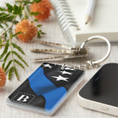 薄いブルーライン警パーソナライズされた察キーチェーン キーホルダー (正面右)