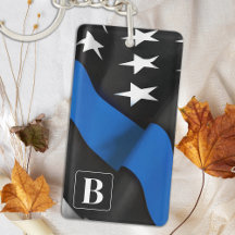 薄いブルーライン警パーソナライズされた察キーチェーン