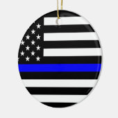 薄いブルーライン警官の記念物の旗 セラミックオーナメント (左)