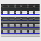薄いブルーライン警官の記念物の旗 ラッピングペーパー (フラット)