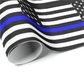 薄いブルーライン警官の記念物の旗 ラッピングペーパー (ロールコーナー)