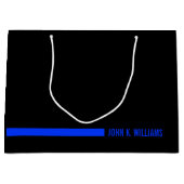 薄いブルーライン警察の名前をカスタムする ラージペーパーバッグ (正面)