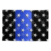 薄いブルーライン警察の星とストライプ枕ケース 枕カバー (裏面)