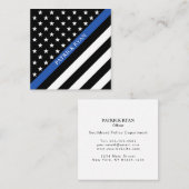 薄いブルーライン警察は及びストライプな旗主演します スクエア名刺 (正面/裏面)