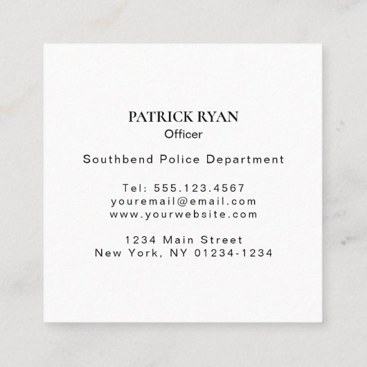 薄いブルーライン警察は及びストライプな旗主演します スクエア名刺 (裏面)