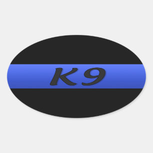 薄いブルーライン警察K9長方形ステッカー 楕円形シール