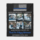 薄いブルーライン6写真警察官の退職 フリースブランケット (正面)