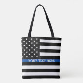 薄いブルーライン – アメリカ国旗のトートバッグ トートバッグ (裏面)