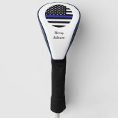 薄いブルーライン&ゴルフ米国旗モノグラムの ゴルフヘッドカバー (正面)