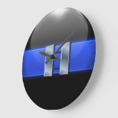 薄いブルーライン – シルバー警察のキャプテンバー ラージ壁時計 (傾斜)