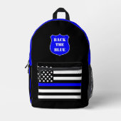 [薄いブルーライン]バックザブルーポリスバックパックバッグ プリントバックパック (正面)