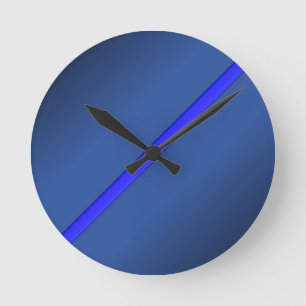 薄いブルーライン ラウンド壁時計