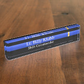 薄いブルーライン – 中尉ランク デスクネームプレート (側面)