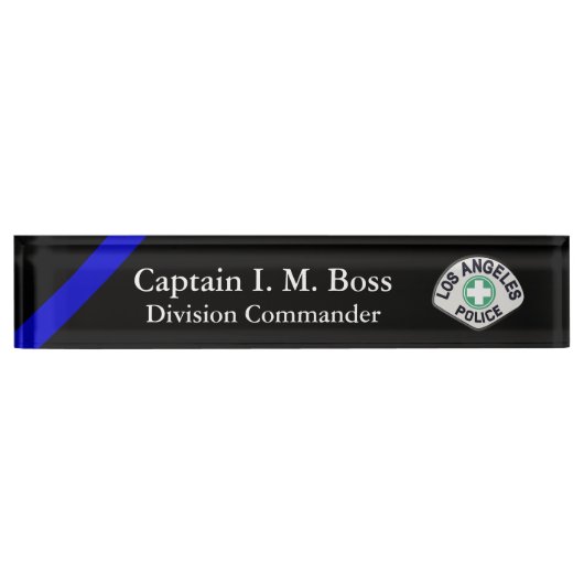 薄いブルーライン – 代理店パッチデスク名プレート デスクネームプレート (正面)