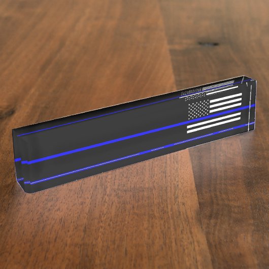 薄いブルーライン-法の執行の警察は印を付けます デスクネームプレート (側面)