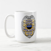 薄いブルーライン – 15年実績の警察バッジ コーヒーマグカップ (左)