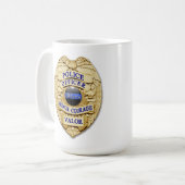 薄いブルーライン – 30年実績の警察バッジ コーヒーマグカップ (正面左)