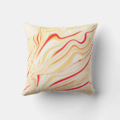 薄いベージュのトーン、赤いピンクのカーブを持つ波状の布 クッション (裏面)