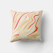 薄いベージュのトーン、赤いピンクのカーブを持つ波状の布 クッション (裏面)