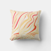 薄いベージュのトーン、赤いピンクのカーブを持つ波状の布 クッション (正面)