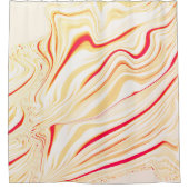 薄いベージュのトーン、赤いピンクのカーブを持つ波状の布 シャワーカーテン (正面)