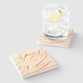 薄いベージュのトーン、赤いピンクのカーブを持つ波状の布 ストーンコースター