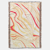 薄いベージュのトーン、赤いピンクのカーブを持つ波状の布 スローブランケット (正面縦)