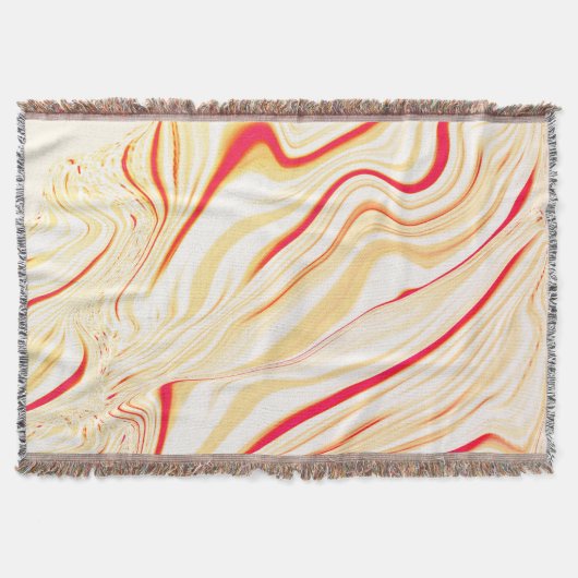 薄いベージュのトーン、赤いピンクのカーブを持つ波状の布 スローブランケット (正面)