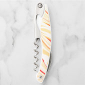 薄いベージュのトーン、赤いピンクのカーブを持つ波状の布 ソムリエナイフ (正面)