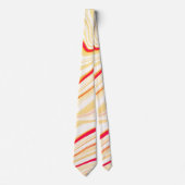 薄いベージュのトーン、赤いピンクのカーブを持つ波状の布 ネクタイ (正面)