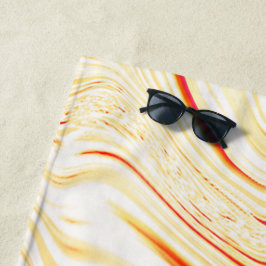 薄いベージュのトーン、赤いピンクのカーブを持つ波状の布 ビーチタオル