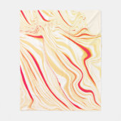 薄いベージュのトーン、赤いピンクのカーブを持つ波状の布 フリースブランケット (正面)