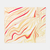 薄いベージュのトーン、赤いピンクのカーブを持つ波状の布 フリースブランケット (正面(横))