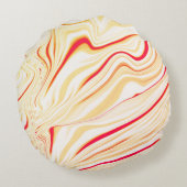 薄いベージュのトーン、赤いピンクのカーブを持つ波状の布 ラウンドクッション (裏面)