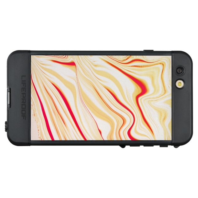 薄いベージュのトーン、赤いピンクのカーブを持つ波状の布 LifeProof iPhoneケース (裏面横)